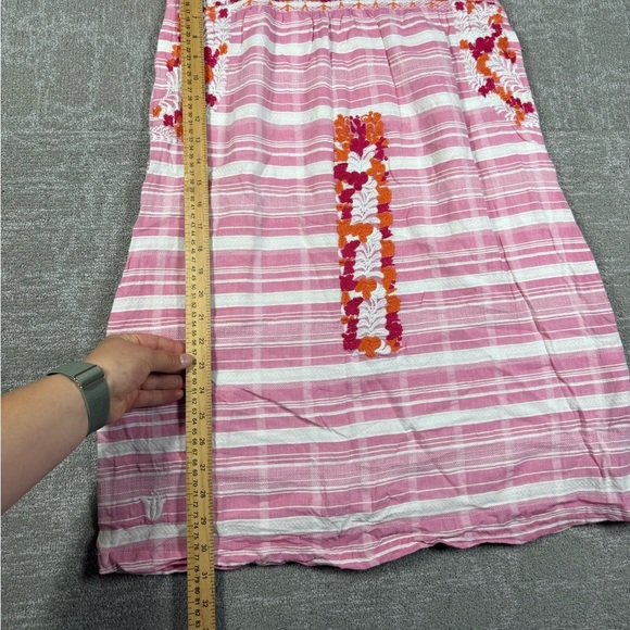 J. Marie Pink Embroidered Mini Sleeveless Pink Striped Dress Size Small - Picture 2 of 8